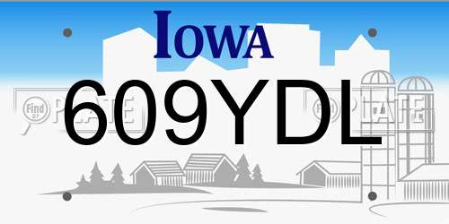 609YDL Iowa License Plate