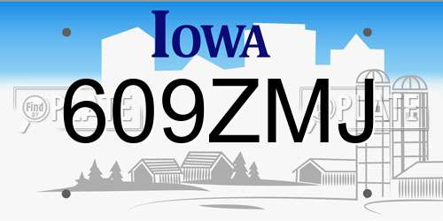 609ZMJ Iowa License Plate