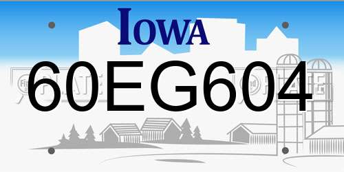 60EG604 Iowa License Plate