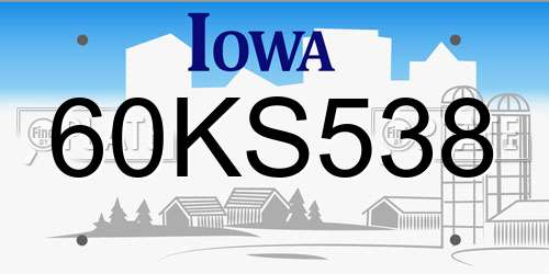 60KS538 Iowa License Plate