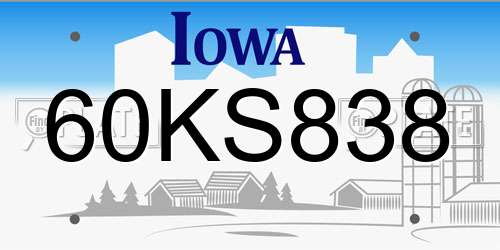 60KS838 Iowa License Plate