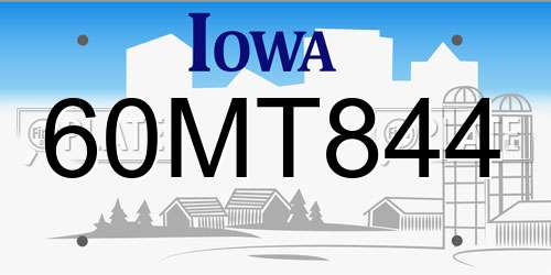 60MT844 Iowa License Plate