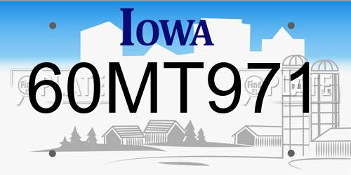60MT971 Iowa License Plate