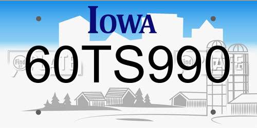 60TS990 Iowa License Plate