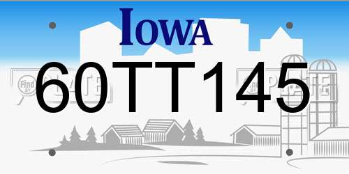 60TT145 Iowa License Plate