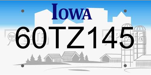60TZ145 Iowa License Plate