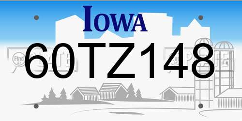 60TZ148 Iowa License Plate