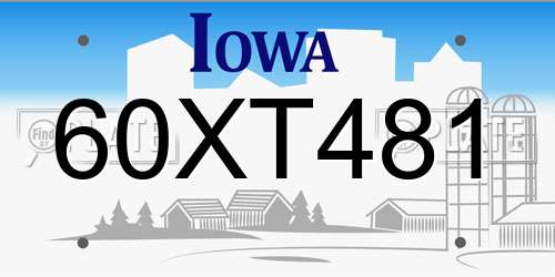 60XT481 Iowa License Plate