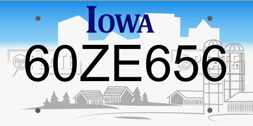 60ZE656 Iowa License Plate
