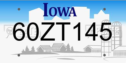 60ZT145 Iowa License Plate