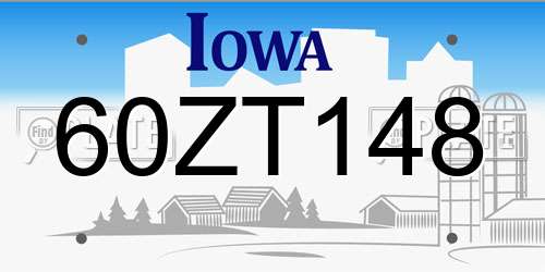60ZT148 Iowa License Plate