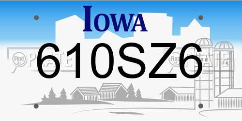 610SZ6 Iowa License Plate