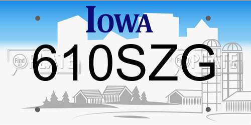 610SZG Iowa License Plate