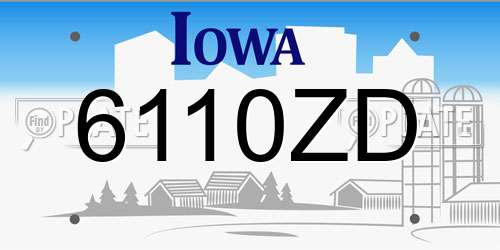 6110ZD Iowa License Plate