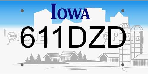 611DZD Iowa License Plate