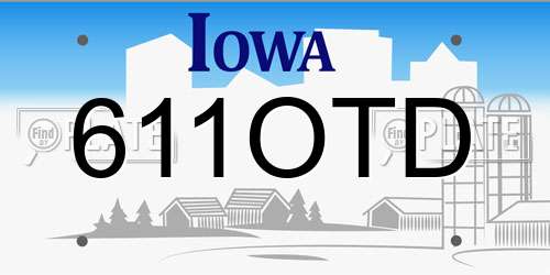 611OTD Iowa License Plate