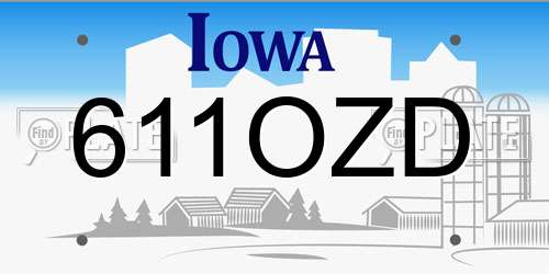 611OZD Iowa License Plate
