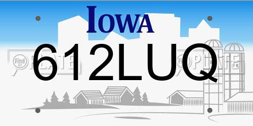 612LUQ Iowa License Plate