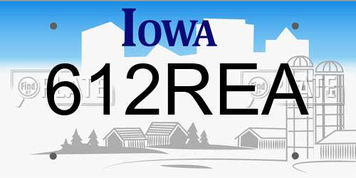 612REA Iowa License Plate