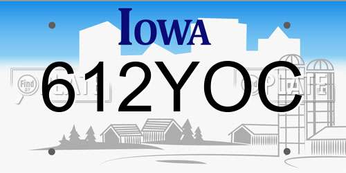 612YOC Iowa License Plate