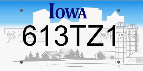 613TZ1 Iowa License Plate