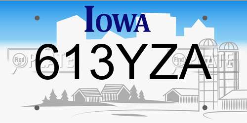 613YZA Iowa License Plate