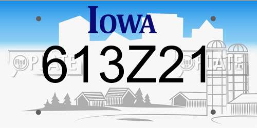 613Z21 Iowa License Plate