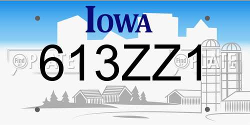 613ZZ1 Iowa License Plate