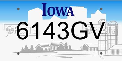 6143GV Iowa License Plate