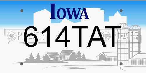 614TAT Iowa License Plate