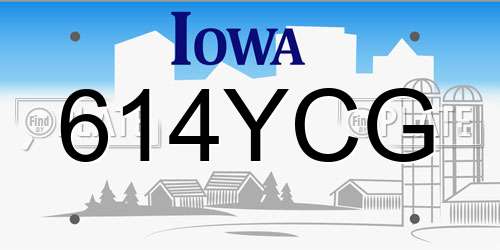 614YCG Iowa License Plate
