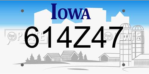 614Z47 Iowa License Plate