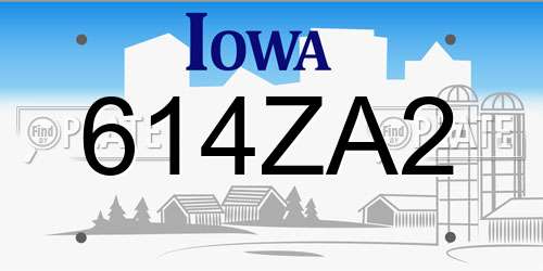 614ZA2 Iowa License Plate