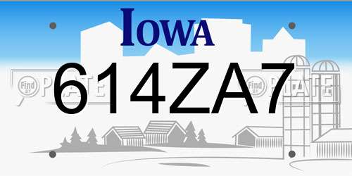 614ZA7 Iowa License Plate