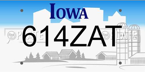 614ZAT Iowa License Plate