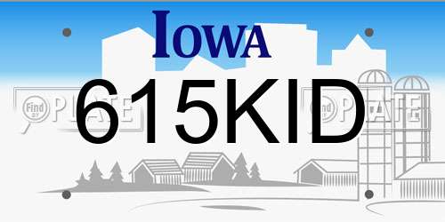615KID Iowa License Plate