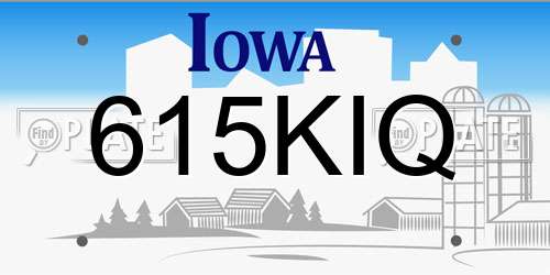 615KIQ Iowa License Plate