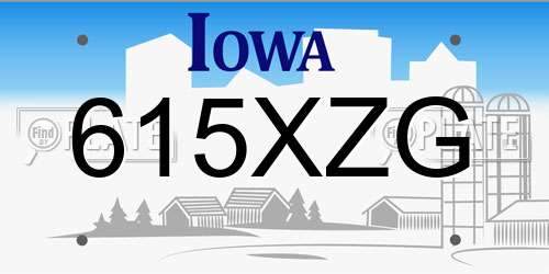 615XZG Iowa License Plate
