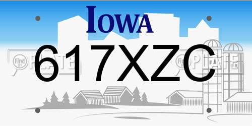 617XZC Iowa License Plate