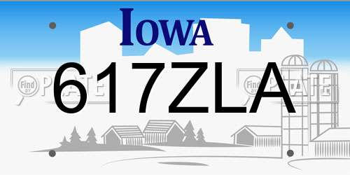 617ZLA Iowa License Plate