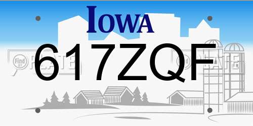 617ZQF Iowa License Plate