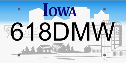 618DMW Iowa License Plate