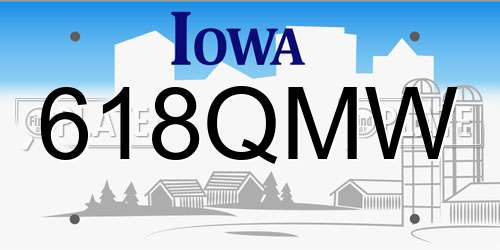 618QMW Iowa License Plate