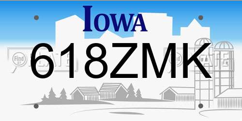 618ZMK Iowa License Plate