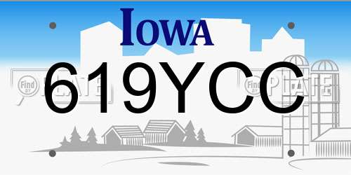 619YCC Iowa License Plate