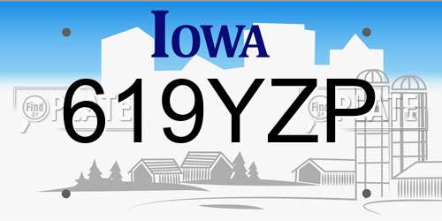 619YZP Iowa License Plate