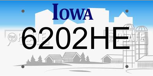 6202HE Iowa License Plate