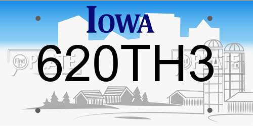 620TH3 Iowa License Plate