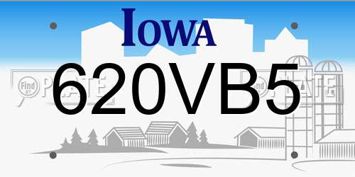 620VB5 Iowa License Plate