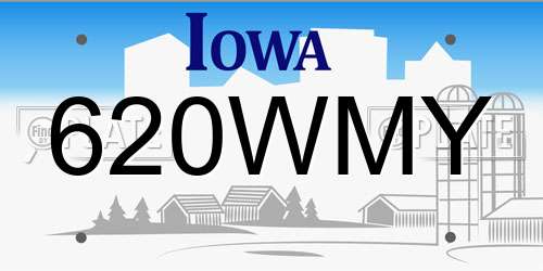 620WMY Iowa License Plate